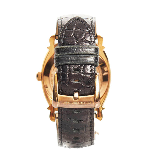 エンポリオ アルマーニ 腕時計 AR-4649 自動巻き ブラック文字盤 ステンレススチール メンズ Emporio Armani 【中古】