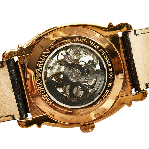 エンポリオ アルマーニ 腕時計 AR-4649 自動巻き ブラック文字盤 ステンレススチール メンズ Emporio Armani 【中古】