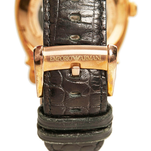 エンポリオ アルマーニ 腕時計 AR-4649 自動巻き ブラック文字盤 ステンレススチール メンズ Emporio Armani 【中古】