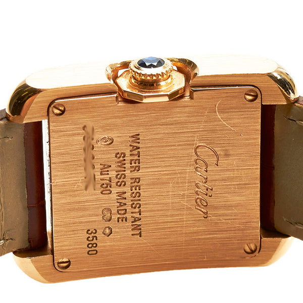 カルティエ タンクアングレーズ SM 腕時計 W5310027 クオーツ シルバー文字盤 K18PG ピンクゴールド レディース CARTIER 【中古】