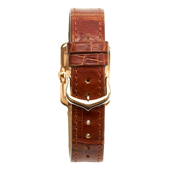 カルティエ タンクアングレーズ SM 腕時計 W5310027 クオーツ シルバー文字盤 K18PG ピンクゴールド レディース CARTIER 【中古】