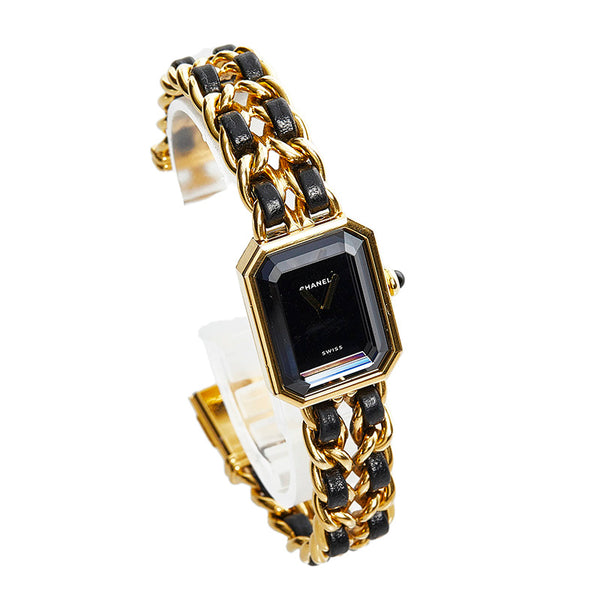 シャネル プルミエール M 腕時計 H0001 クオーツ ブラック文字盤 ステンレススチール レディース CHANEL 【中古】