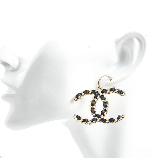 シャネル ココマーク ピアス ゴールド  ブラック メッキ レディース CHANEL 【中古】