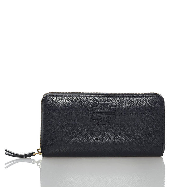 トリーバーチ マックグロー ラウンドジップ ラウンドファスナー 長財布 ブラック レザー レディース Tory Burch 【中古】