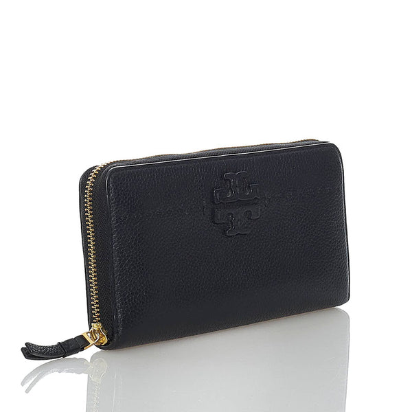 トリーバーチ マックグロー ラウンドジップ ラウンドファスナー 長財布 ブラック レザー レディース Tory Burch 【中古】