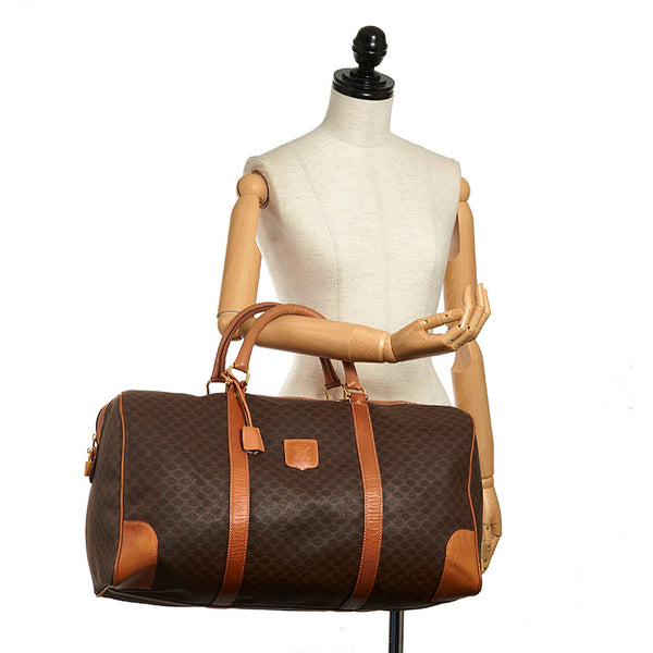 セリーヌ マカダム ボストンバッグ ブラウン PVC レザー レディース CELINE 【中古】