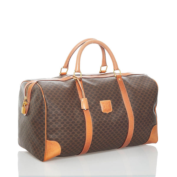 セリーヌ マカダム ボストンバッグ ブラウン PVC レザー レディース CELINE 【中古】