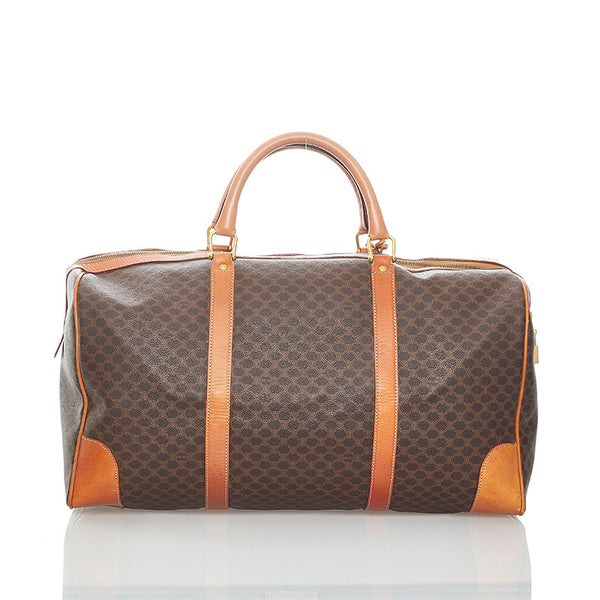 セリーヌ マカダム ボストンバッグ ブラウン PVC レザー レディース CELINE 【中古】
