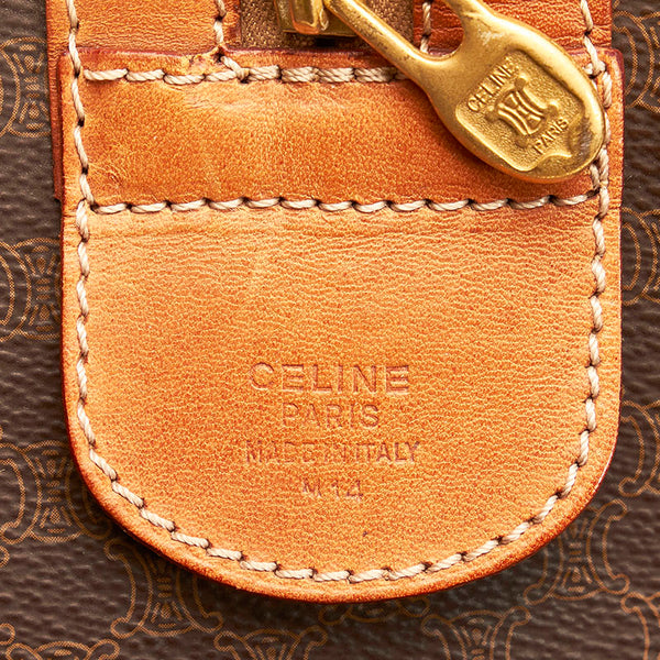 セリーヌ マカダム ボストンバッグ ブラウン PVC レザー レディース CELINE 【中古】