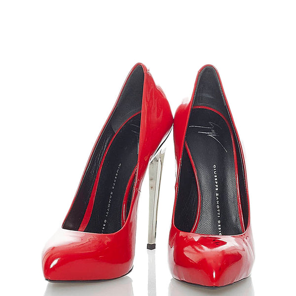 ジュゼッペザノッティ パンプス レッド シルバー パテントレザー レディース GIUSEPPE ZANOTTI 【中古】