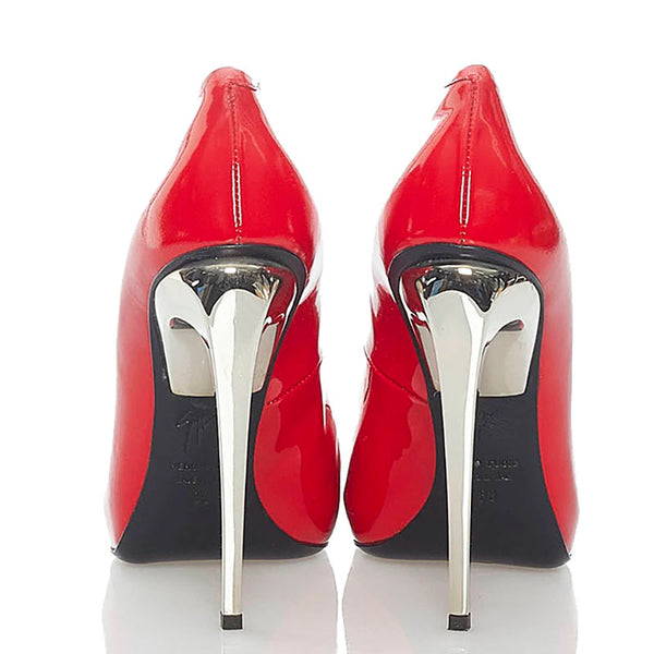 ジュゼッペザノッティ パンプス レッド シルバー パテントレザー レディース GIUSEPPE ZANOTTI 【中古】