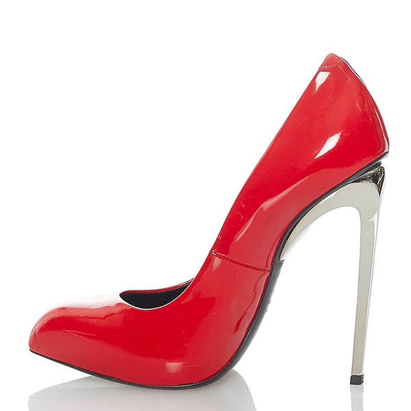ジュゼッペザノッティ パンプス レッド シルバー パテントレザー レディース GIUSEPPE ZANOTTI 【中古】