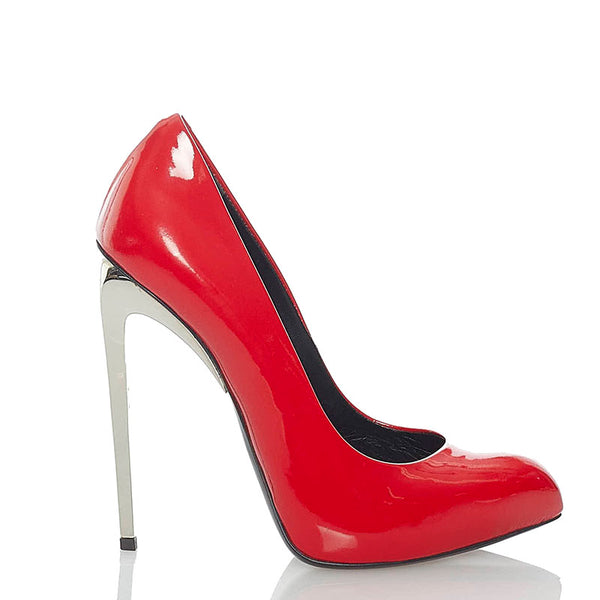 ジュゼッペザノッティ パンプス レッド シルバー パテントレザー レディース GIUSEPPE ZANOTTI 【中古】