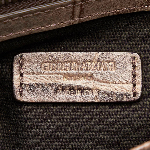 ジョルジオアルマーニ クロコ型押し ショルダーバッグ メッセンジャーバッグ グレー レザー メンズ GIORGIO ARMANI 【中古】