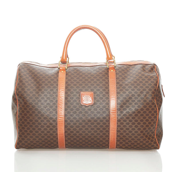 セリーヌ マカダム ボストンバッグ ブラウン PVC レザー レディース CELINE 【中古】