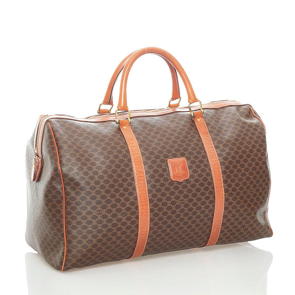 セリーヌ マカダム ボストンバッグ ブラウン PVC レザー レディース CELINE 【中古】