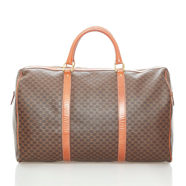 セリーヌ マカダム ボストンバッグ ブラウン PVC レザー レディース CELINE 【中古】
