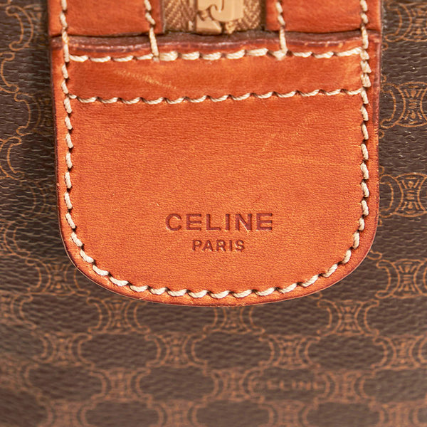 セリーヌ マカダム ボストンバッグ ブラウン PVC レザー レディース CELINE 【中古】