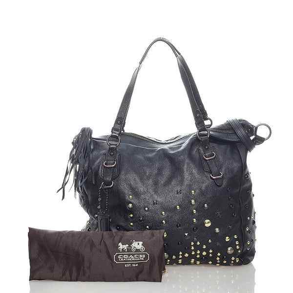 コーチ スタッズ トートバッグ ショルダーバッグ 2WAY 15366 ブラック レザー レディース COACH 【中古】