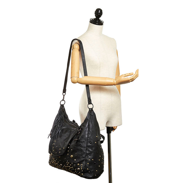 コーチ スタッズ トートバッグ ショルダーバッグ 2WAY 15366 ブラック レザー レディース COACH 【中古】