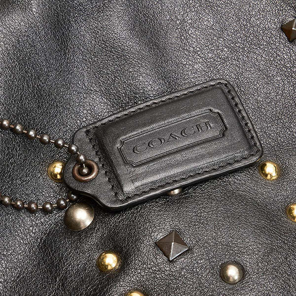 コーチ スタッズ トートバッグ ショルダーバッグ 2WAY 15366 ブラック レザー レディース COACH 【中古】
