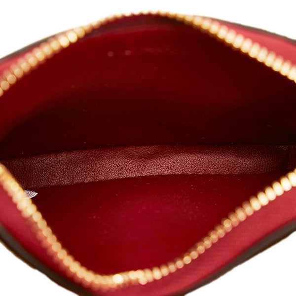 コーチ シグネチャー コインケース  ミニウォレット ワインレッド PVC レザー ビニール レディース COACH 【中古】