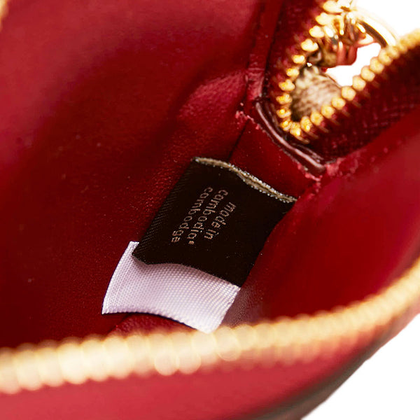 コーチ シグネチャー コインケース  ミニウォレット ワインレッド PVC レザー ビニール レディース COACH 【中古】