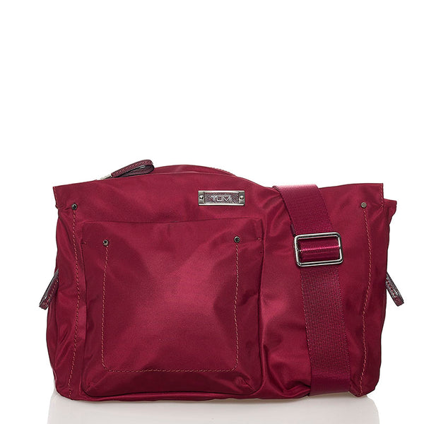 トゥミ 斜め掛け ショルダーバッグ ワインレッド ナイロン レザー メンズ TUMI 【中古】