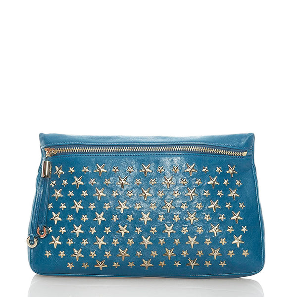 ジミーチュウ スタッズ クラッチバッグ ブルー レザー レディース JIMMY CHOO 【中古】