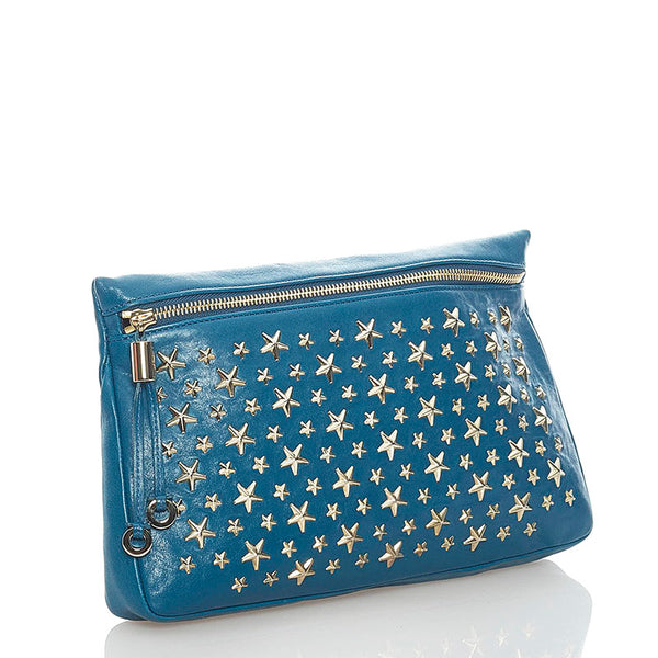 ジミーチュウ スタッズ クラッチバッグ ブルー レザー レディース JIMMY CHOO 【中古】