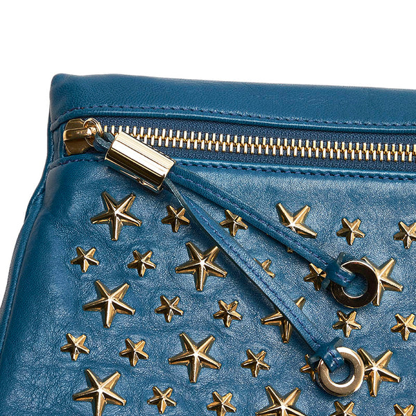 ジミーチュウ スタッズ クラッチバッグ ブルー レザー レディース JIMMY CHOO 【中古】