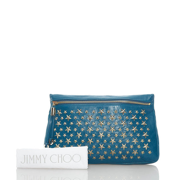 ジミーチュウ スタッズ クラッチバッグ ブルー レザー レディース JIMMY CHOO 【中古】