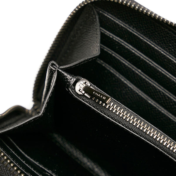 コーチ シグネチャー アコーディオン  ラウンドファスナー 長財布 F58113 ブラック レザー メンズ COACH 【中古】
