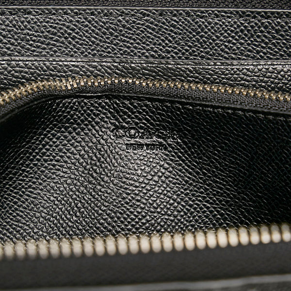 コーチ シグネチャー アコーディオン  ラウンドファスナー 長財布 F58113 ブラック レザー メンズ COACH 【中古】