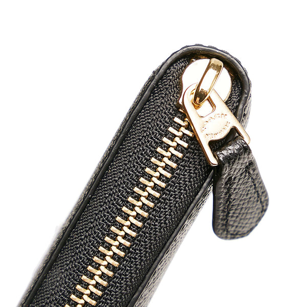 コーチ ラウンドファスナー 長財布 ブラック レザー レディース COACH 【中古】