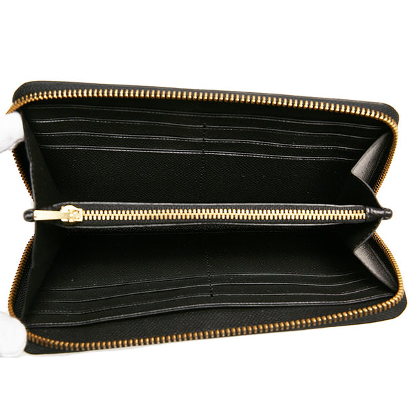 コーチ ラウンドファスナー 長財布 ブラック レザー レディース COACH 【中古】