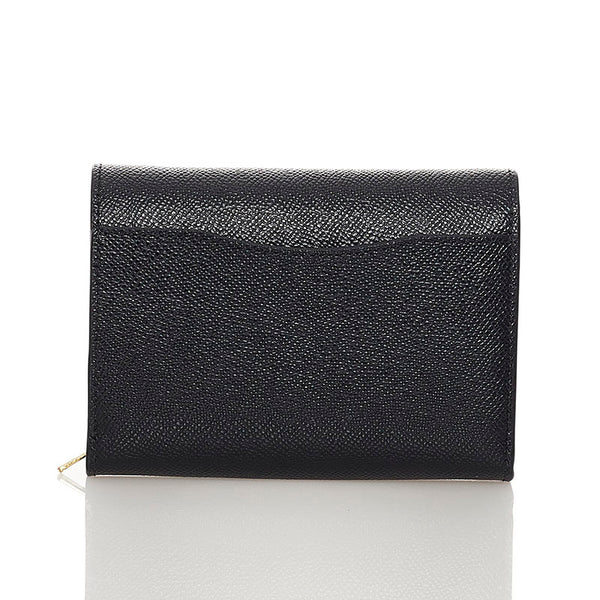 コーチ ミディアム フラップ ウォレット ブラック レザー レディース COACH 【中古】