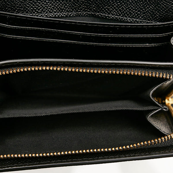 コーチ ミディアム フラップ ウォレット ブラック レザー レディース COACH 【中古】