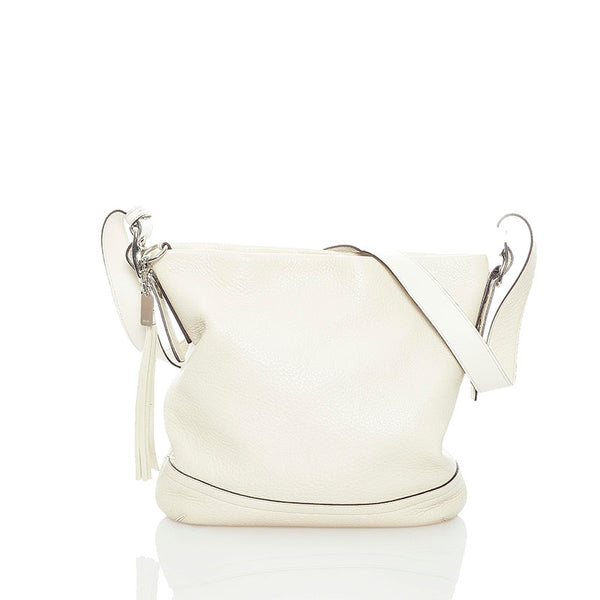 コーチ タッセル 斜め掛け ショルダーバッグ 1428 ホワイト レザー レディース COACH 【中古】