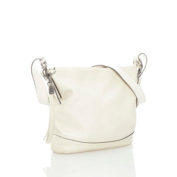 コーチ タッセル 斜め掛け ショルダーバッグ 1428 ホワイト レザー レディース COACH 【中古】