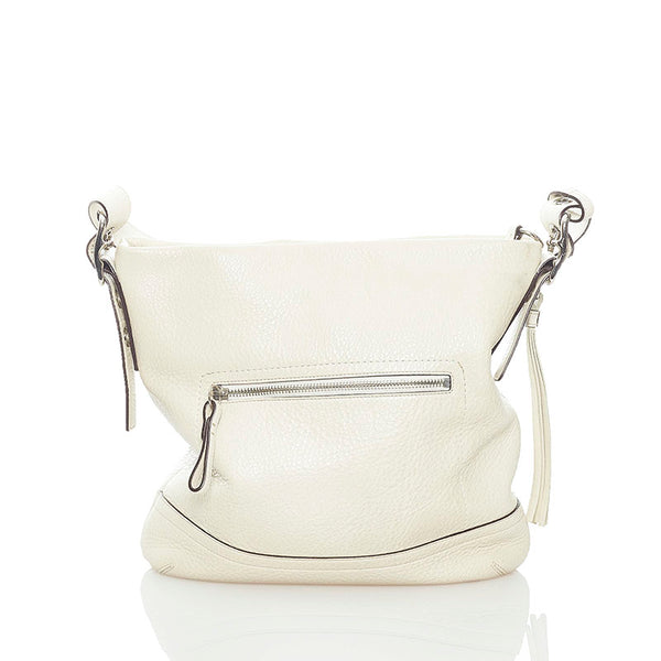 コーチ タッセル 斜め掛け ショルダーバッグ 1428 ホワイト レザー レディース COACH 【中古】