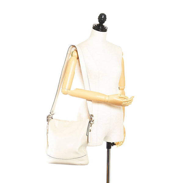 コーチ タッセル 斜め掛け ショルダーバッグ 1428 ホワイト レザー レディース COACH 【中古】