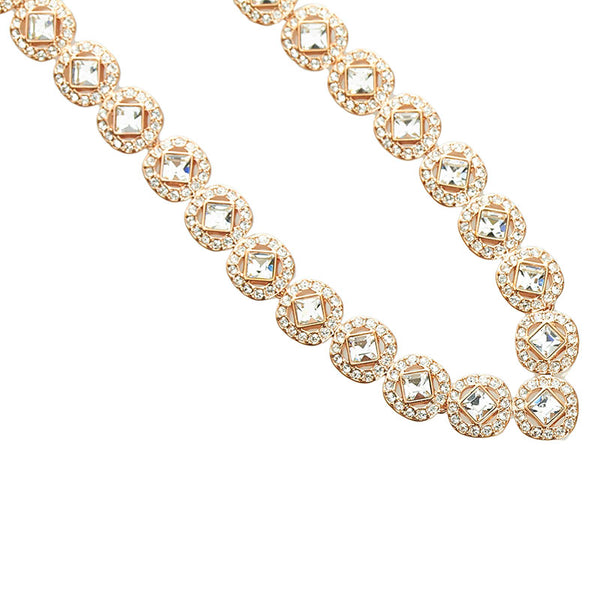 スワロフスキー ラインストーン ネックレス チョーカー ピンクゴールド メッキ レディース SWAROVSKI 【中古】