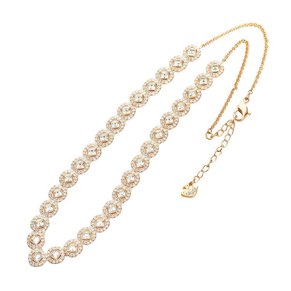 スワロフスキー ラインストーン ネックレス チョーカー ピンクゴールド メッキ レディース SWAROVSKI 【中古】