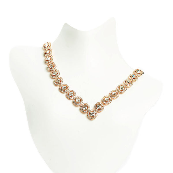 スワロフスキー ラインストーン ネックレス チョーカー ピンクゴールド メッキ レディース SWAROVSKI 【中古】