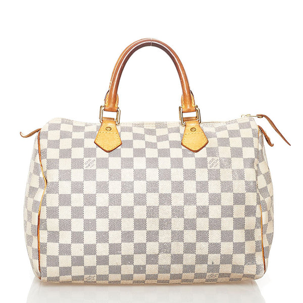 ルイ ヴィトン ダミエ アズール スピーディ 30 ハンドバッグ ミニボストン N41533 ホワイト PVC レザー レディース LOUIS VUITTON 【中古】