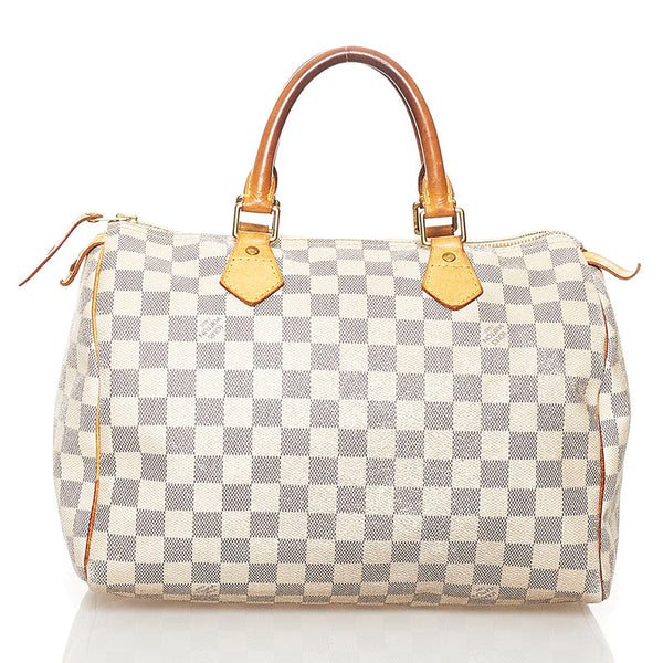 ルイ ヴィトン ダミエ アズール スピーディ 30 ハンドバッグ ミニボストン N41533 ホワイト PVC レザー レディース LOUIS VUITTON 【中古】