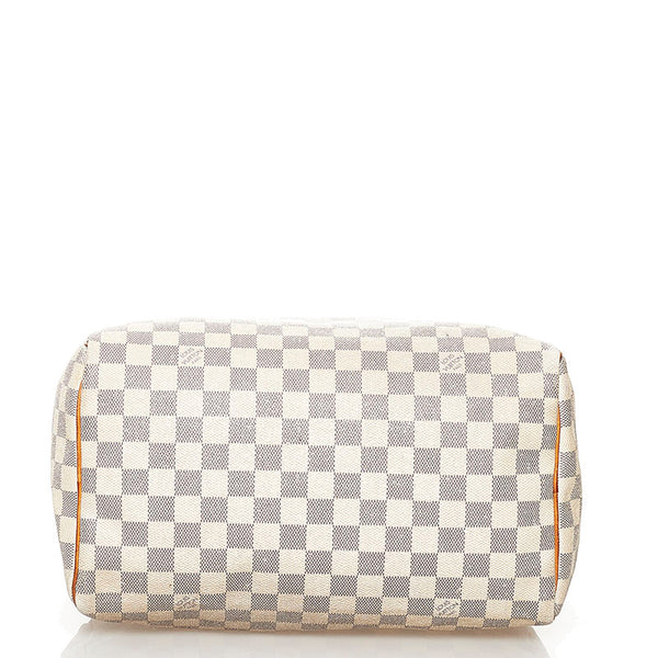 ルイ ヴィトン ダミエ アズール スピーディ 30 ハンドバッグ ミニボストン N41533 ホワイト PVC レザー レディース LOUIS VUITTON 【中古】