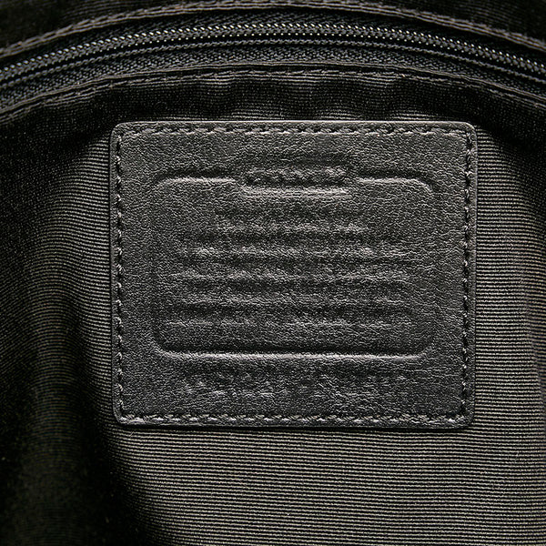 コーチ シグネチャー トートバッグ 不鮮明 グレー ブラック  PVC レザー レディース COACH 【中古】