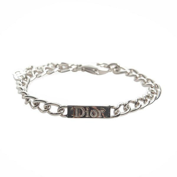 ディオール ロゴプレート　チェーンブレスレット シルバー メタル レディース Dior 【中古】